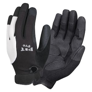 PIT PRO Mechanics Style Large Work Glove Black Synthetic Leather Palm Reinforced Palm and Fingertips Spandex Back