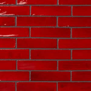 Orion Selenium Red 1.96 in. x 7.87 in. Glazed Terracotta Clay Subway Wall Tile (5.38 Sq. Ft./Case)