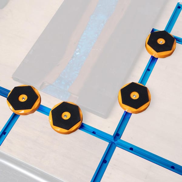 48 in. Double-Cut Profile Universal T-Track, with Work Bench Stops Plus Work Grippers and Finishing Cone