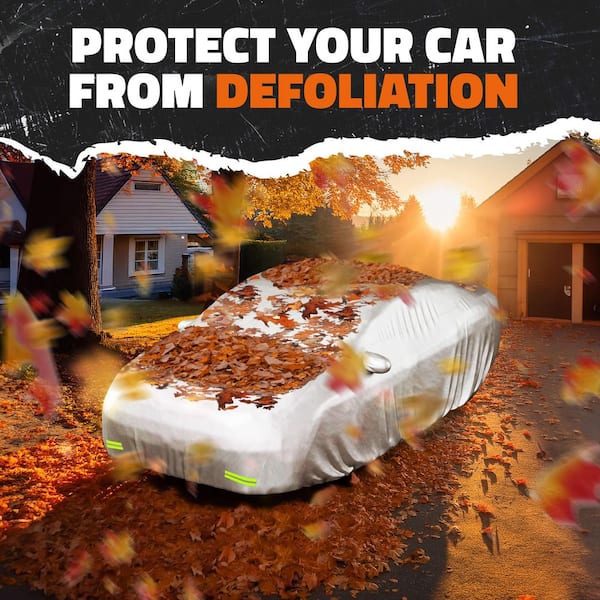 Mockins 185 in. x 70 in. x 60 in. Water Resistant Car Cover - 190T Silver Polyester - Small Sedan