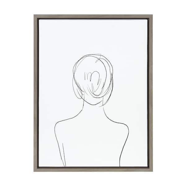 Kate and Laurel "Sylvie minimalist woman" by Teju Reval 1-Piece Framed Canvas People Art Print 24.00 in. x 18.00 in.
