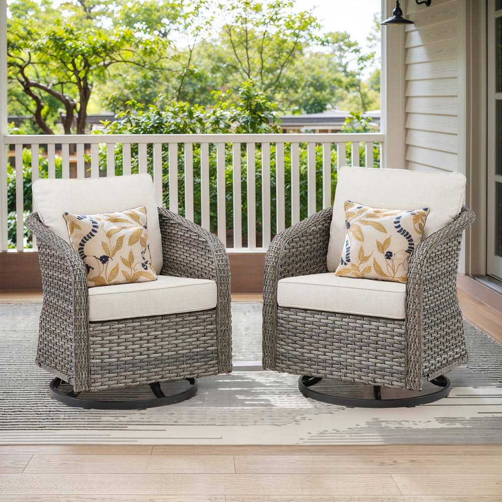 Wicker Outdoor Rocking Chair with Beige Cushions (2-Pack) price history on PriceWatchPro