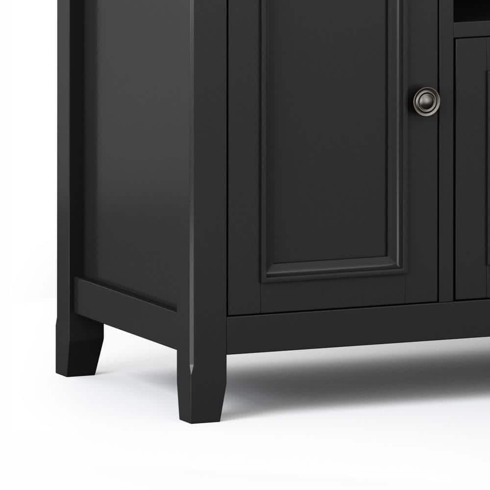 Amherst Black Solid Wood 72" TV Media Stand with Cabinets