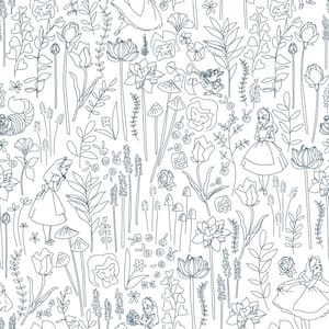 Disney Alice in Wonderland Navy Garden Peel and Stick Wallpaper