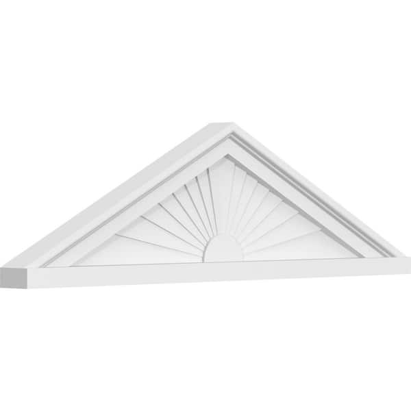 Ekena Millwork 2 in. x 30 in. x 8-1/2 in. (Pitch 6/12) Peaked Cap Sunburst Architectural Grade PVC Pediment