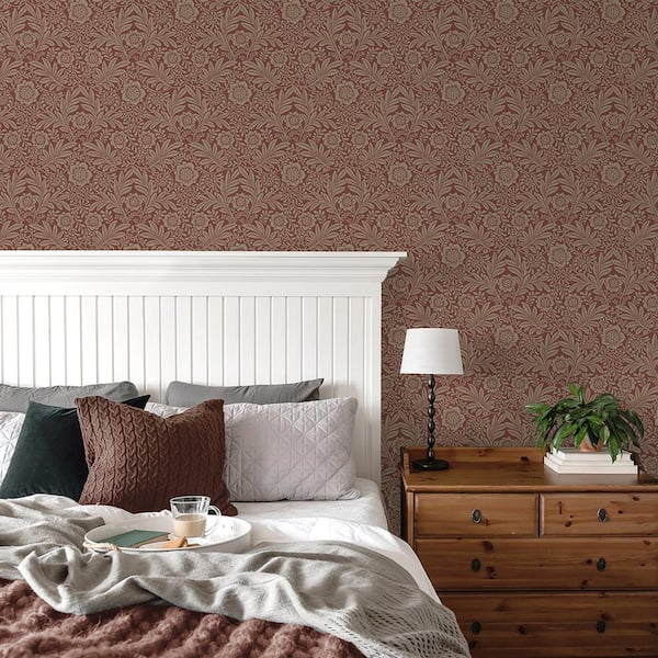 Camille Red Damask Wallpaper Sample