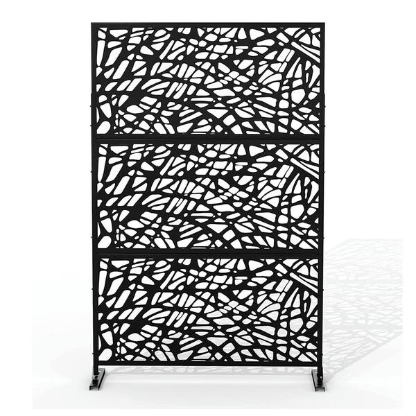 6.5 ft. H x 4 ft. L Laser Cut Black Metal Privacy Screen 3Panels H