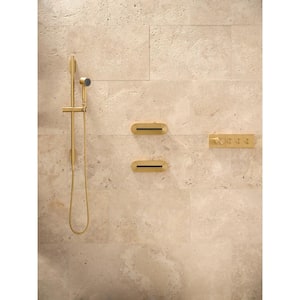 Anthem 3-Outlet Thermostatic Valve Control Panel with Recessed Push-Buttons in Vibrant Brushed Moderne Brass