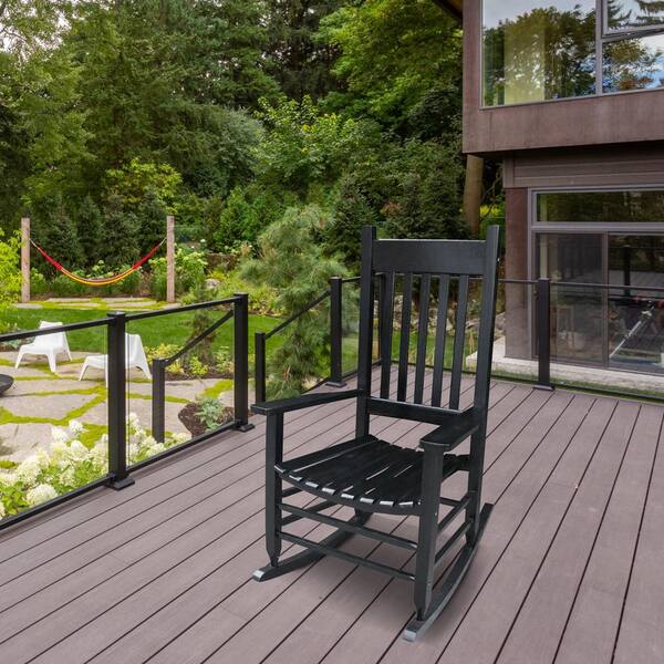 Mondawe Black Wooden Outdoor Porch, Black Wooden Outdoor Chairs