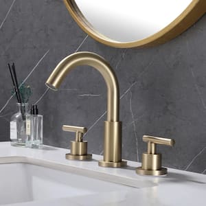 8 in. Widespread Double Handle Bathroom Sink Faucet 3 Holes Brass Modern Vanity Basin Faucets in Brushed Gold