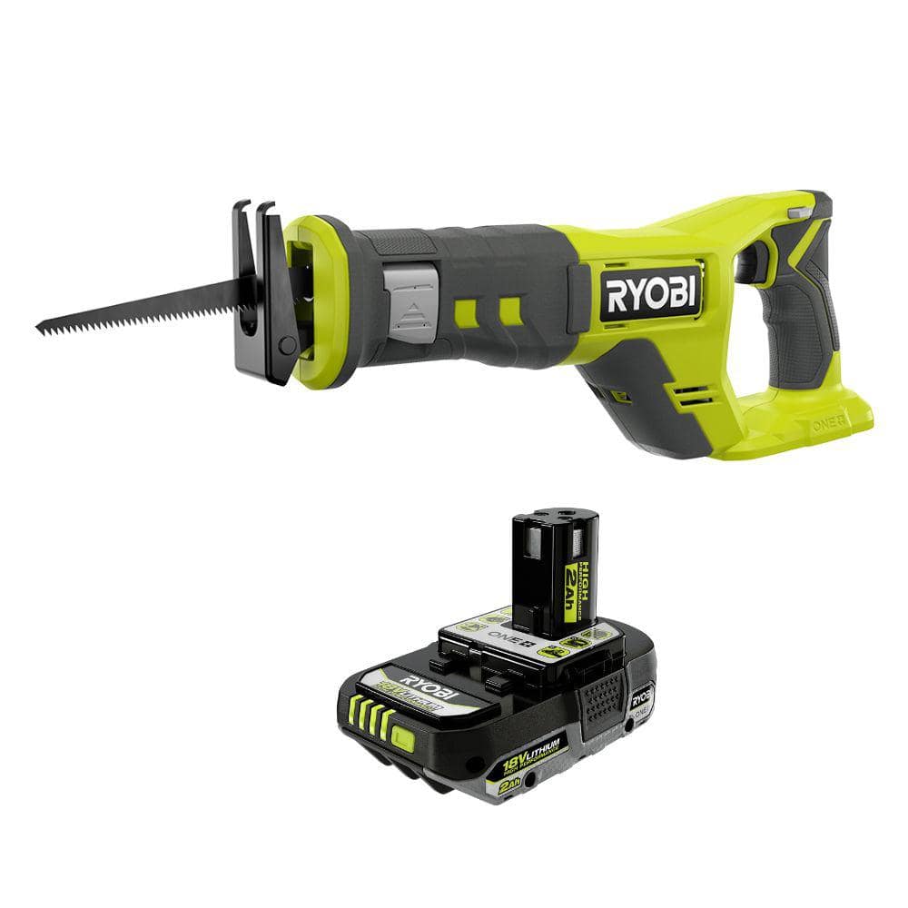 ONE+ 18V Cordless Reciprocating Saw with 2.0 Ah Lithium-Ion HIGH PERFORMANCE Battery -  RYOBI, PCL515PBP003