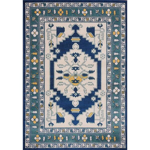 MSRUGS Kilim Collection Blue Capri 2 ft. x 3 ft. Polypropylene Area Rug