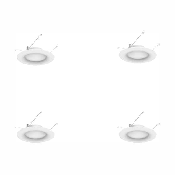 EcoSmart 6 in. White Integrated LED Recessed Trim (4-Pack)