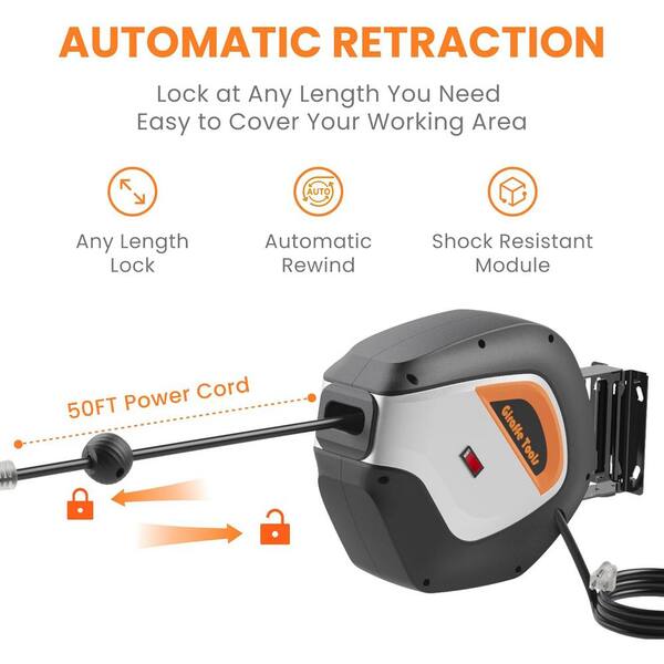 Giraffe Tools 50 ft. 3 Conductors 15 Amp 3 Outlets Retractable
