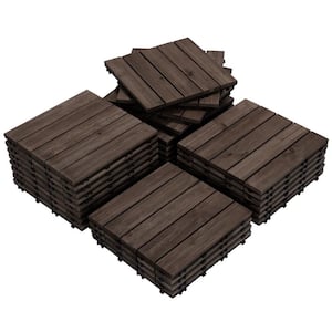 12 in. x 12 in. Fir Wood Interlocking Deck Tiles looring For Patio Garden Pack of 27 Tiles