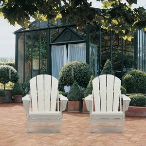 White Folding Plastic Adirondack Chair (Set of 2)