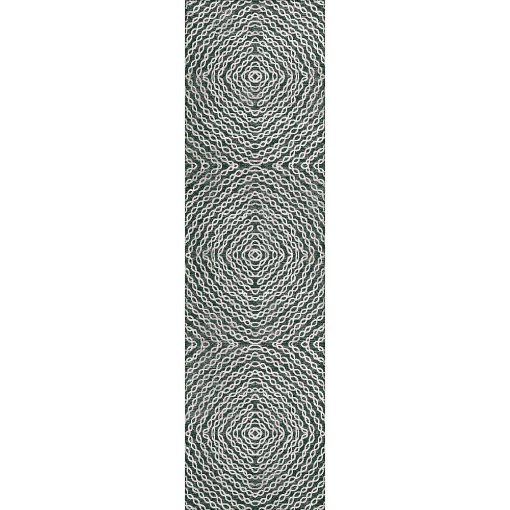 Bravado Grey 2 ft. 3 in. x 7 ft. 6 in. Geometric Indoor/Outdoor Washable Ar