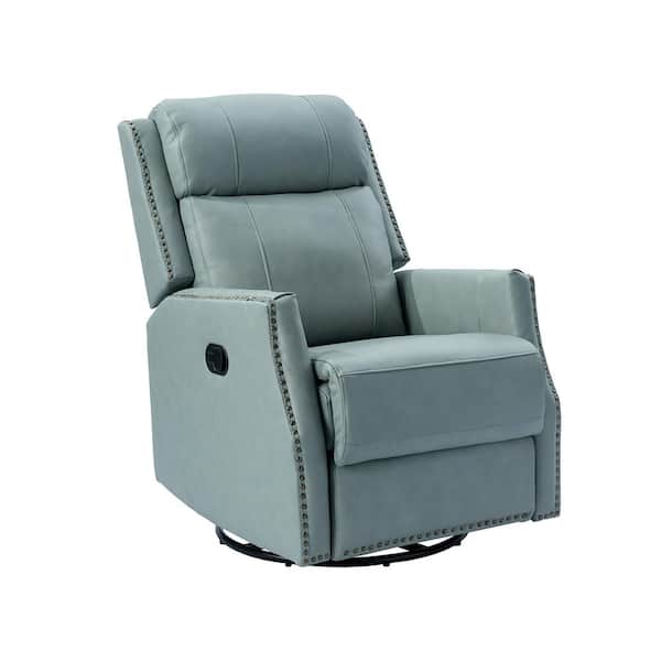 JAYDEN CREATION Helena Genuine Leather Manual Swivel Rocking Recliner-SAGE