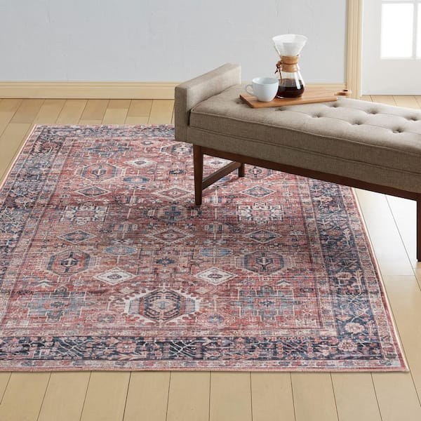 Callaghan Eve Brick Red 5 ft. x 7 ft. Medallion Machine Washable Area Rug