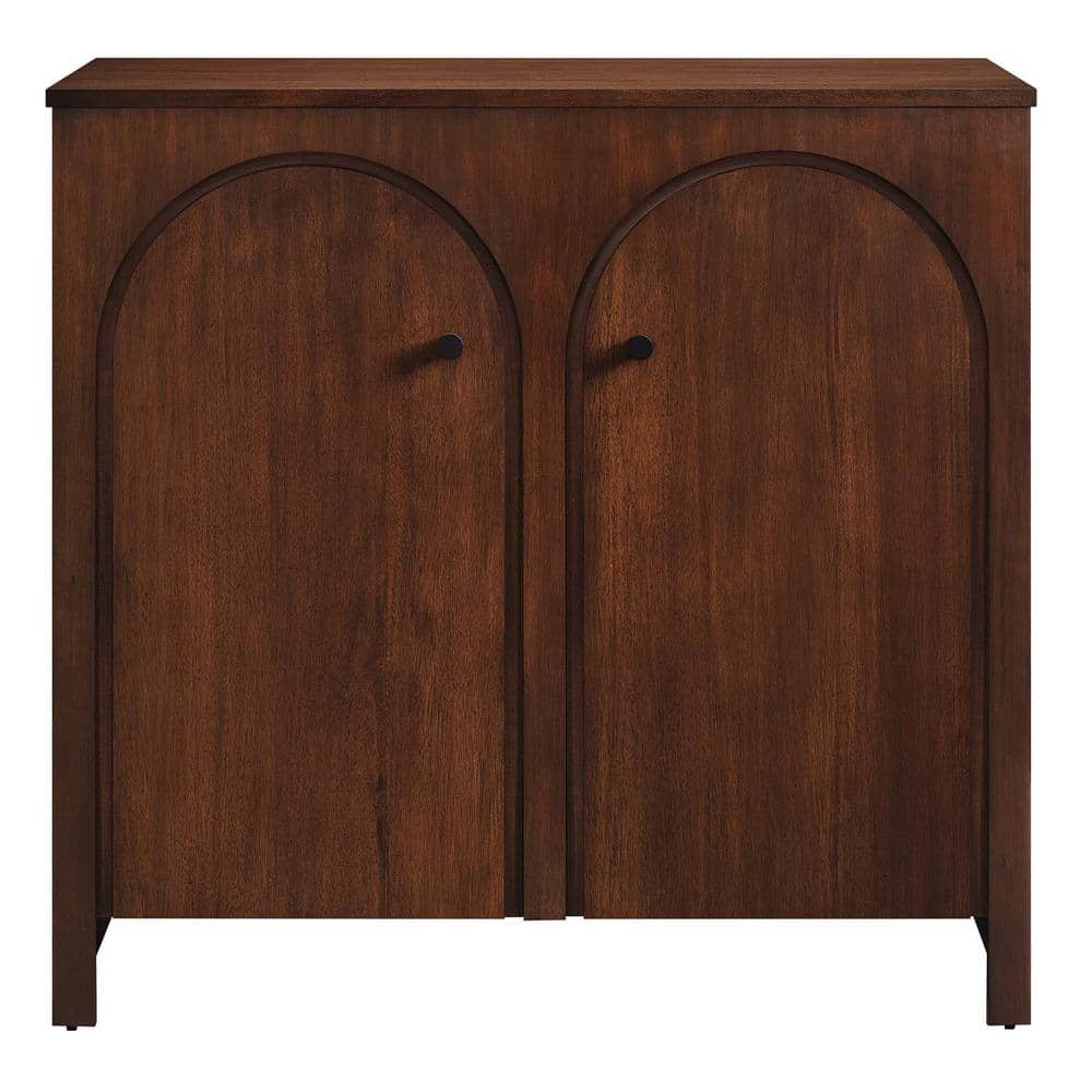 Appia Walnut Wood 36.2" Arched Door Storage Cabinet with Adjustable Shelves