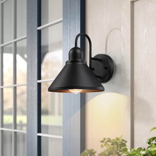 8-in 1-Light Black Outdoor Wall Sconce Barn Light Set of 2