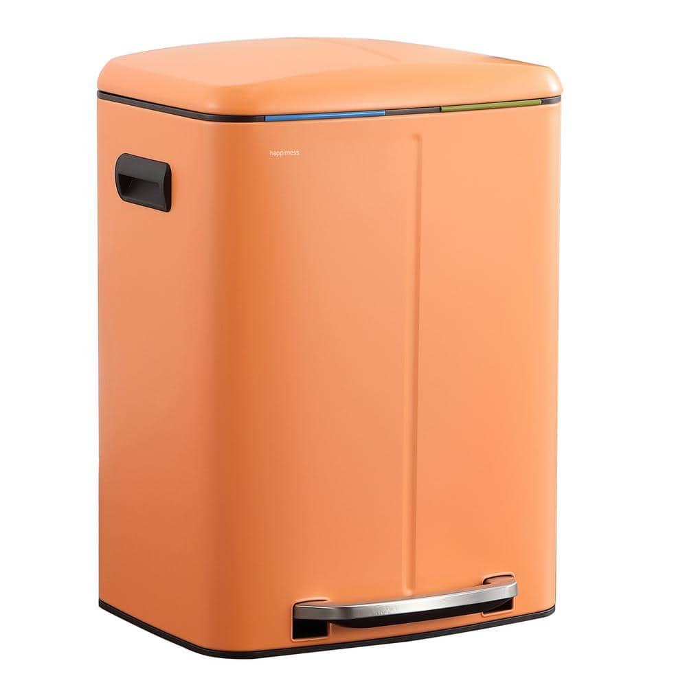 happimess Marco Rectangular 10.6 Gal. Carrot Cake Double Bucket Trash Can with Soft-Close Lid HPM1005K