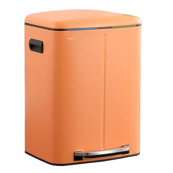 happimess Marco Rectangular 10.6 Gal. Carrot Cake Double Bucket Trash Can with Soft-Close Lid