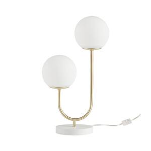 20 in. H Gold Metal Table Lamp with 2-Light White Globe Frosted Glass Shade