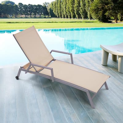 aluminum stackable patio chaise lounge chair