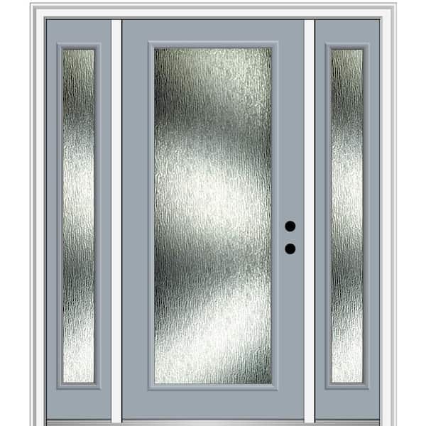 MMI Door 60 in. x 80 in. Left-Hand Inswing Rain Glass Storm Cloud Fiberglass Prehung Front Door on 6-9/16 in. Frame