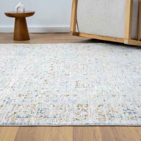 Unbranded - Alaya Light Gray/Ivory/Multicolor 9 ft. x 12 ft. Floral Performance Area Rug