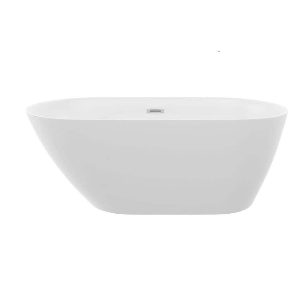 59 in. x 29.5 in. Acrylic Freestanding Bathtub Stand Alone Soaking Bathtub with Center Drain in Glossy White price history on PriceWatchPro