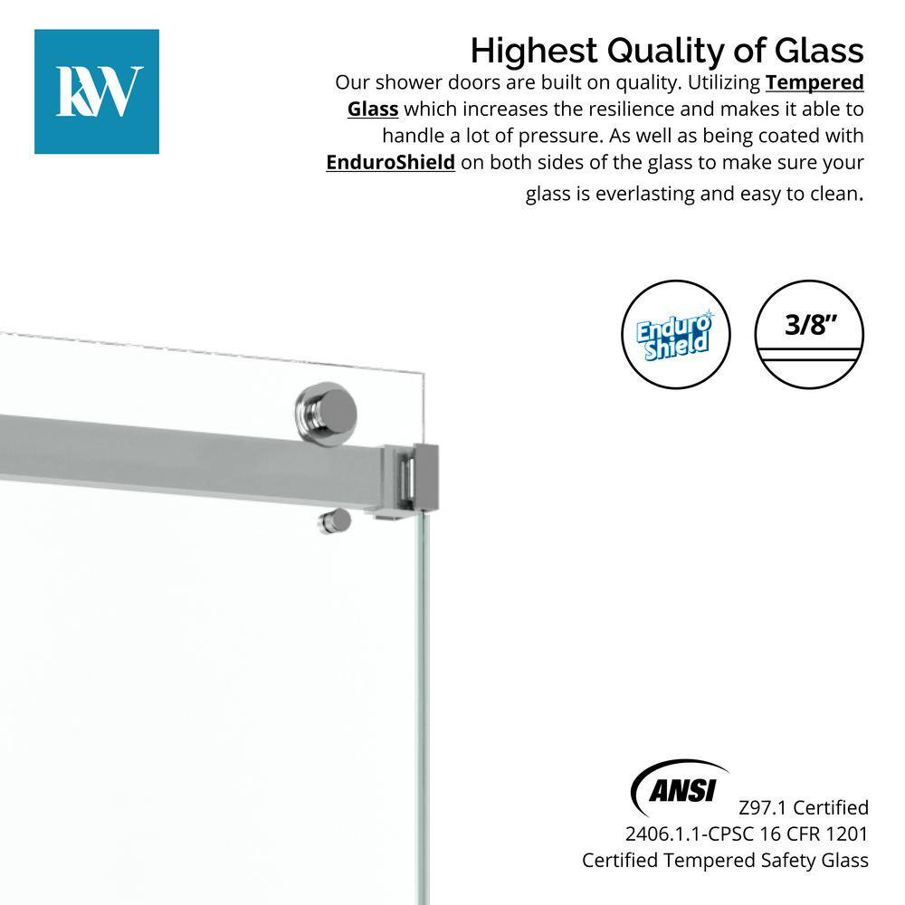 60-Inch Chrome Frameless Double Sliding Shower Door with Clear Glass