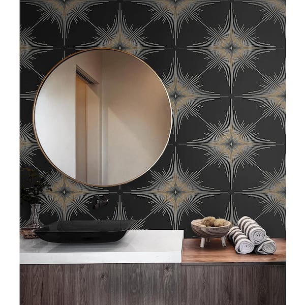 NextWall Ebony Dandelion Floral Vinyl Peel and Stick Wallpaper Roll (40.5  sq. ft.) HG12100 - The Home Depot