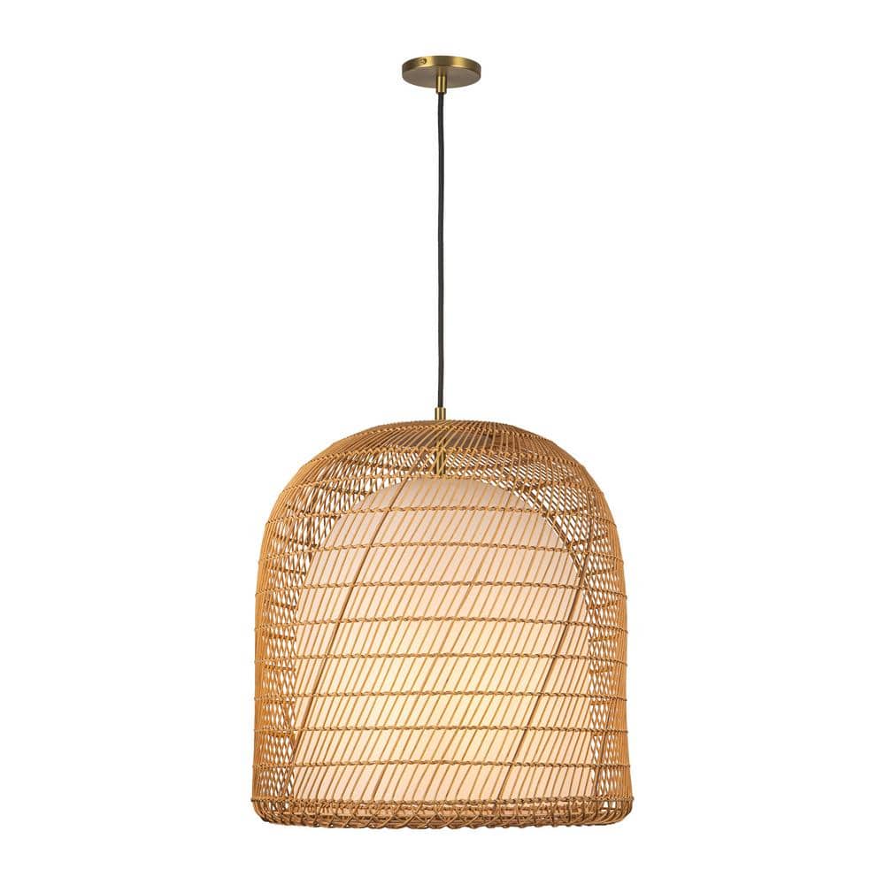 Bondi 20 in. 1 Light 60-Watt Brushed Gold/Opal Glass Pendant Light price history on PriceWatchPro