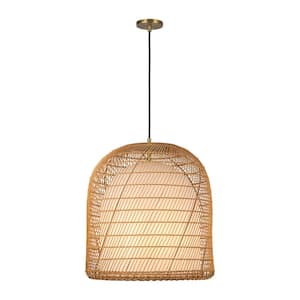 Bondi 20 in. 1 Light 60-Watt Brushed Gold/Opal Glass Pendant Light