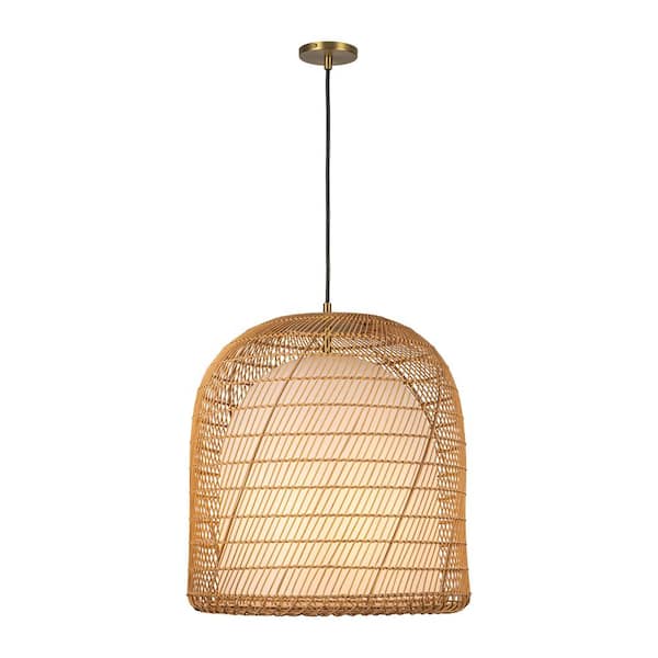 Bondi 20 in. 1 Light 60-Watt Brushed Gold/Opal Glass Pendant Light