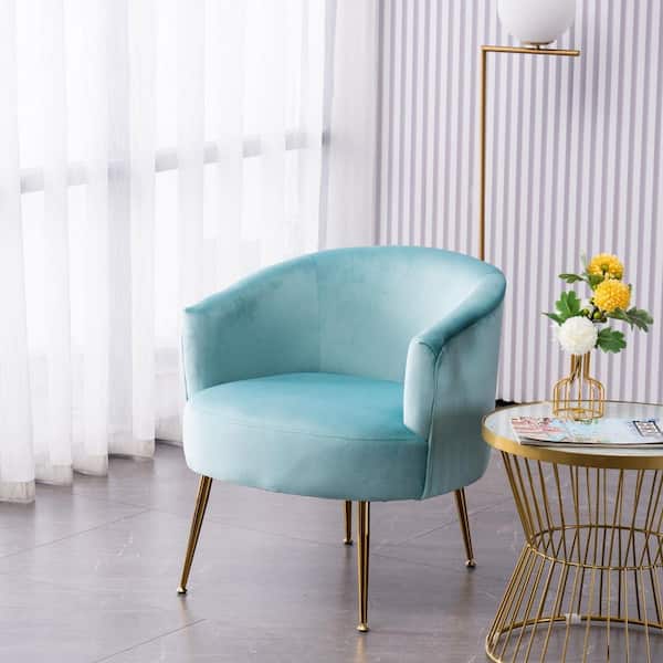 Magic Home Cyan Blue Velvet Accent, Light Blue Bedroom Chair