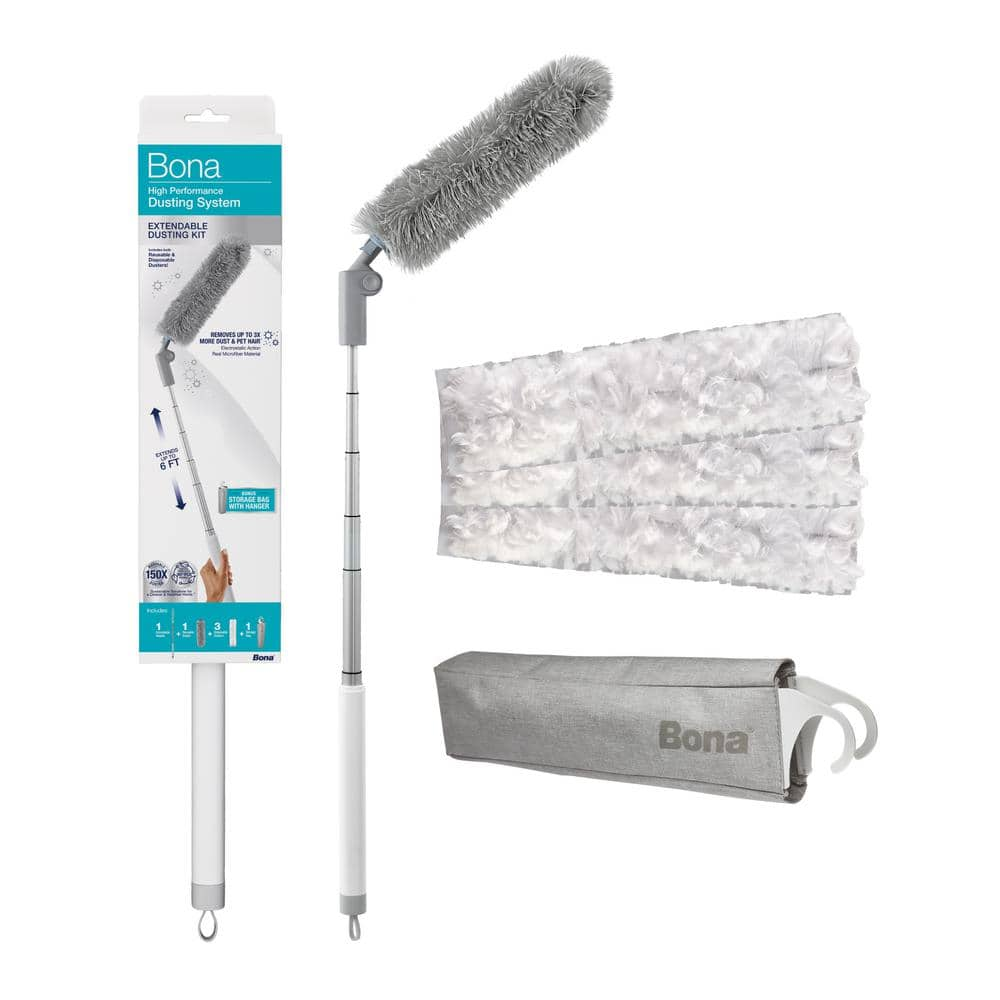 Bona High-Performance Extendable Dusting Kit with 6 ft. Handle, Reusable and Disposable Dusters