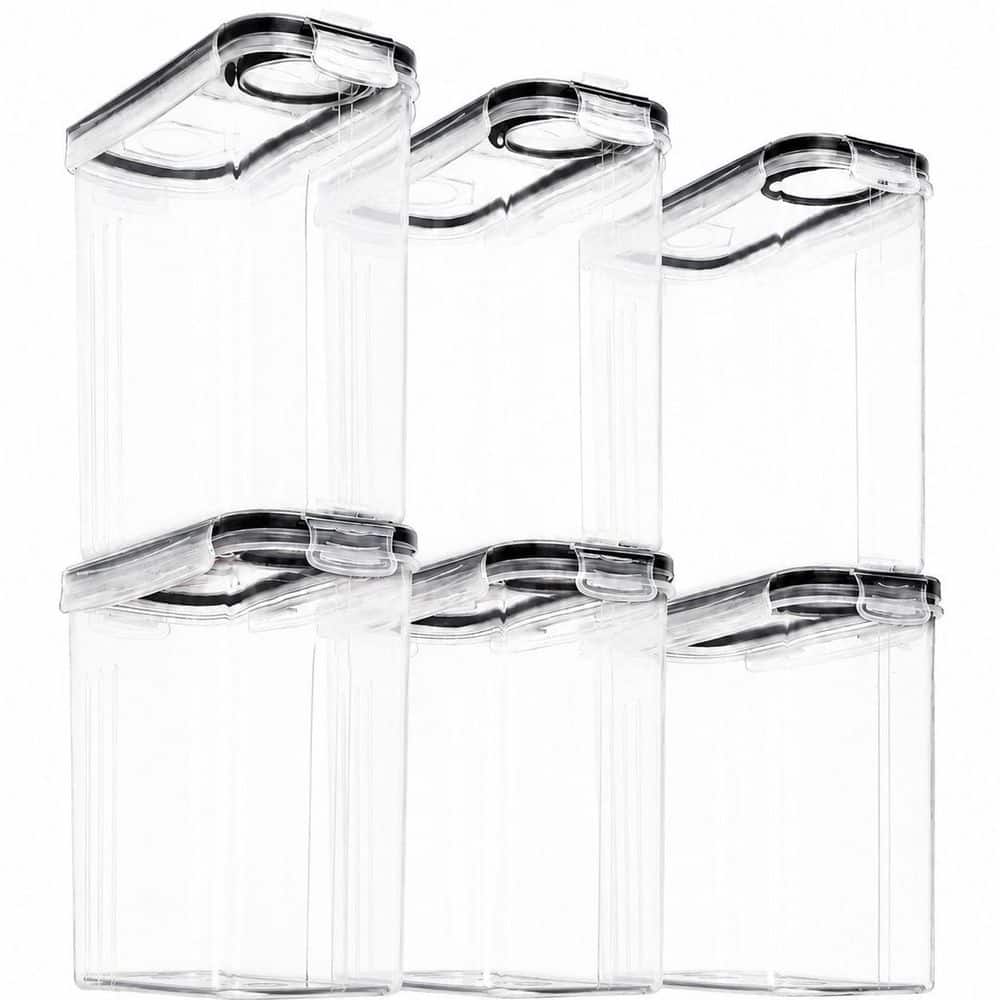 Large Airtight Dry Food Storage Container Set with Lids, 6-Pack 4L Cereal Canisters with Labels and Marker, Black price history on PriceWatchPro