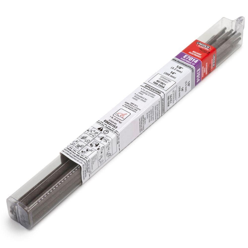 Lincoln Electric 3/32 in. Dia. x 14 in. Long Fleetweld 47-RSP E7014 Stick Welding Electrodes (1 lb. Tube) -  ED033504