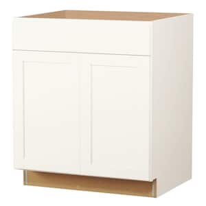 Westfield Feather White Shaker Stock Sink Base Kitchen Cabinet (30 in. W x 23.75 in. D x 35 in. H)