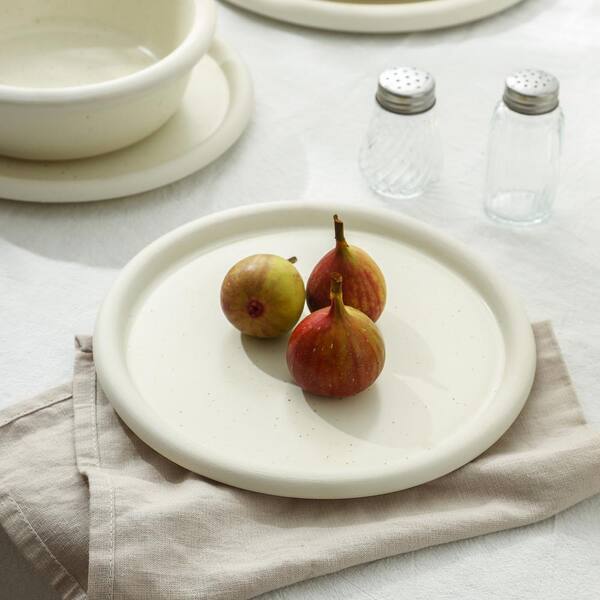 STONE LAIN Capri 12-Piece White Stoneware Dinnerware Set (Service