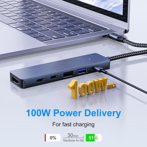 USB C HUB, DockteckExpand 5 in 1 USB-C Multiport Adapter | 4K HDMI, 100W Power Delivery, 3 USB 3.0 Data Ports for MacBook Pro/Air, iPad Pro/Air/Mini 6 and More USB C HUB, DockteckExpand 5 in 1 USB-C Multiport Adapter | 4K HDMI, 100W Power Delivery, 3 USB 3.0 Data Ports for MacBook Pro/Air, iPad Pro/Air/Mini 6 and More