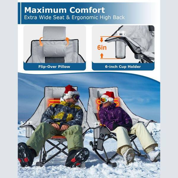 SEEUTEK Oversized Heated Camping Chair-XL Rocking Chair with 3