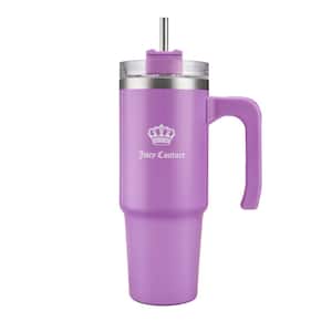 Juicy Travel Style 31.5 oz. Purple Stainless Steel with Slide Lid & Straw Travel Mug