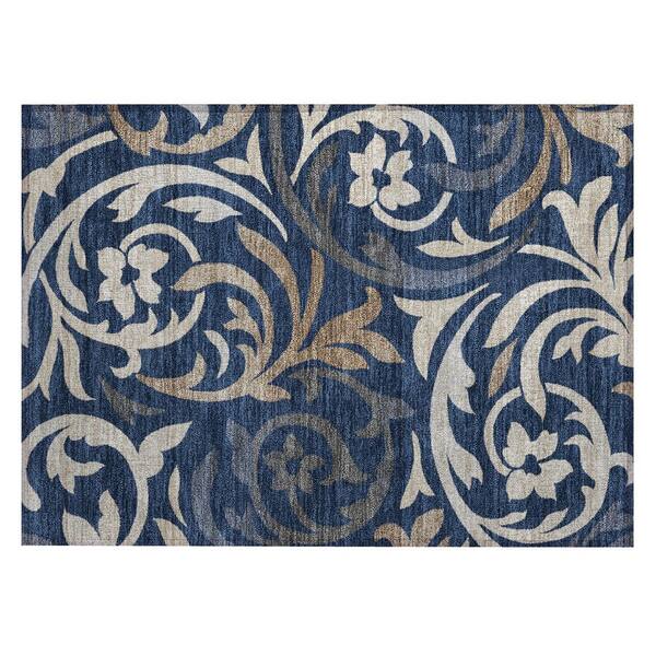 Chantille Machine Washable Indoor/Outdoor Abstract ACN3168 Navy 2 ft. x 3 ft. Accent Rug