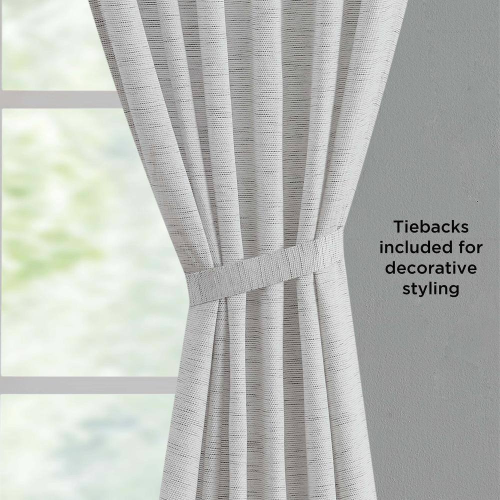 Gray Pleated Sheer Linen Back Tab Curtains, 96-inch