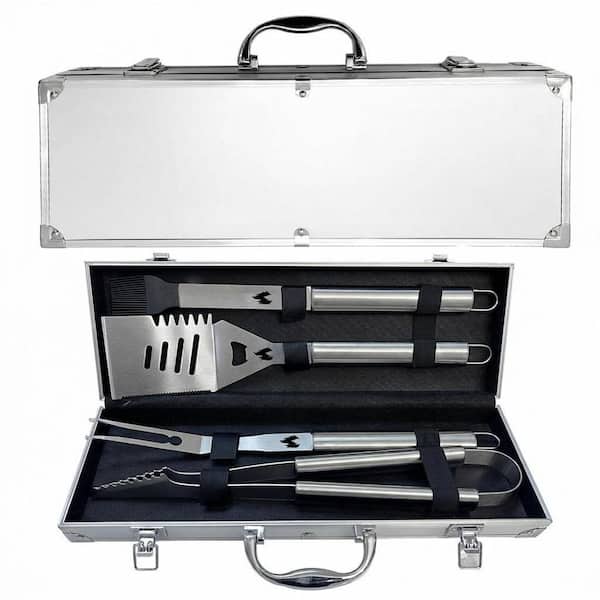 5 Piece Stainless Steel Grilling Accessories Kit for Backyard BBQ, Non-Slip Handle Heavy Duty Grill Utensils Set