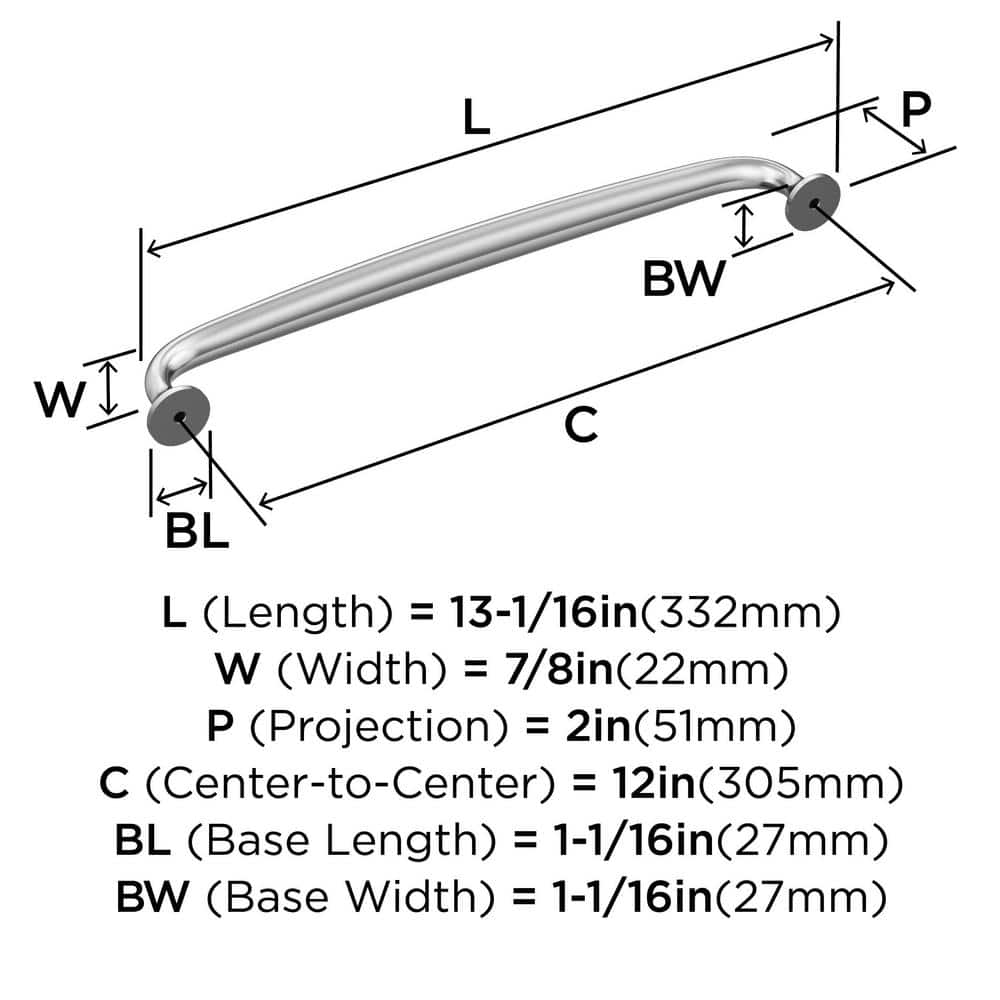 Polished Chrome 13" Appliance Pull with Mounting Hardware
